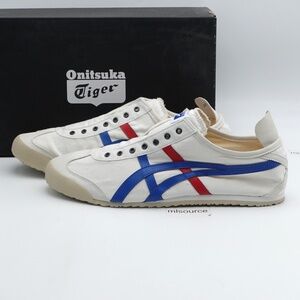 NEW Size 14 Men's Onitsuka Tiger Mexico 66 Slip-on Shoes D3K0N-0143 White/Blue